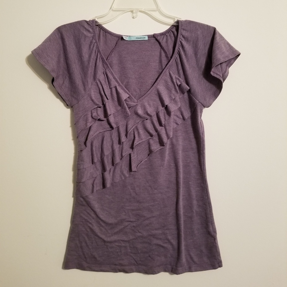 Purple Ruffle Maurices Blouse
